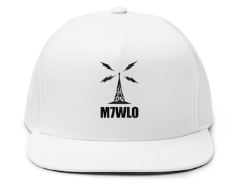 Embroidered Ham Radio Flat Bill Cap Personalized With Call Sign, Antenna Cap, Custom Embroidery Hat, Radio Operator Gift, Personalized