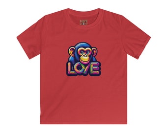 Love Monkey Kids T-Shirt - Adorable & Warm Outfit for Adventures - Great Gift for Boys and Girl