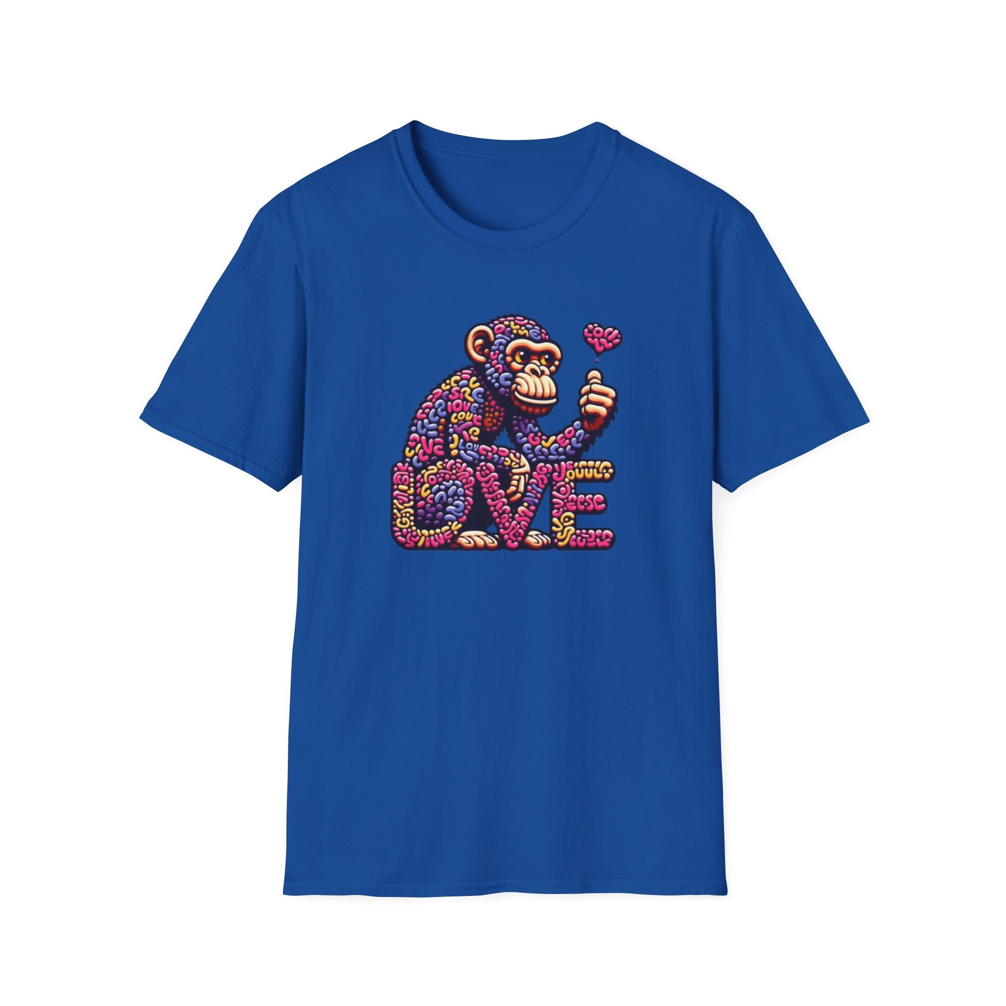 【CPGN STUDIO】Heart Monkey Embroidery Short Sleeve T-shirt Monkey Shirt, Kawaii Monkey Shirt, Embroidered Short-sleeve