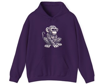 Designer Love Monkey Hoodie - Cool Graphic Animal Top, Ideal for Casual Outfits, Designer Hoodie