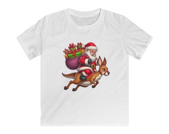 T Shirt - Quirky Santa Kangaroo Design, Comfy Xmas Tee, Seasonal Celebration Apparel, Great Present