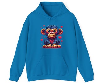 Designer Love Monkey Hoodie - Cool Graphic Animal Top, Ideal for Casual Outfits, Designer Hoodie Active
