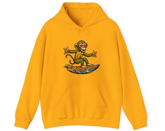 Hoodie Love Monkey Design, Cool Surfer Style Tee, Perfect for Beach Days, Great Gift for Surf Lovers