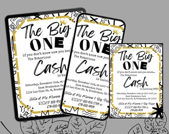90s Inspired, Hip Hop Birthday, The Big One, Notorious One, Big One First Birthday Party Invitation