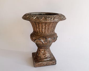 Urna de jardín de estilo vintage / Urna de pedestal clásica con acabado envejecido pesado, decoración arquitectónica