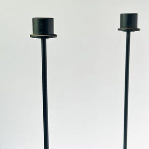 Pair of Vintage Forged Iron Taper Candle Holders 12” Black Spiral Base Primitive Iron Candlesticks | Rustic Farmhouse Decor Halloween Decor
