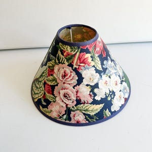 Small Floral Shabby Chic Lampshade – 7x4” Vintage Country Cottage Rose Print – Mini Clip-On Lamp Shade – Romantic Cottagecore Lighting