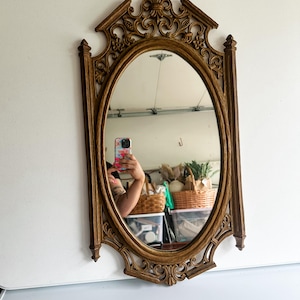 Vintage Syroco Gold Oval Mirror: Hollywood Regency Rococo Style 28&quot;