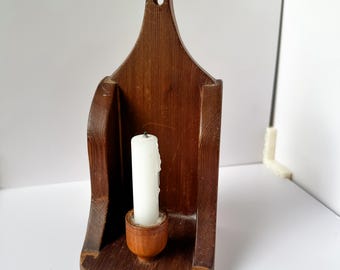 Vintage Wooden Box Candle Holder Wall Sconce – Rustic Home Decor, 9&quot;x5&quot;x4&quot;
