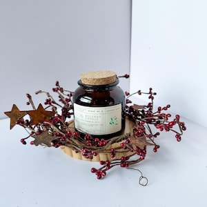 Burgundy Pip Berry Candle Rings – Rustic Farmhouse Décor, Primitive Country Accents