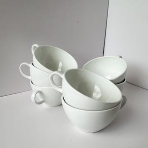 Vintage Centura White Mugs - Mid Century Corelle Stackable Coffee Cups