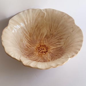 Vintage Sculpted Hibiscus Serving Bowl | 10" Floral Salad Bowl | Cottage Garden Table Decor | Home Trends Catch All Bowl