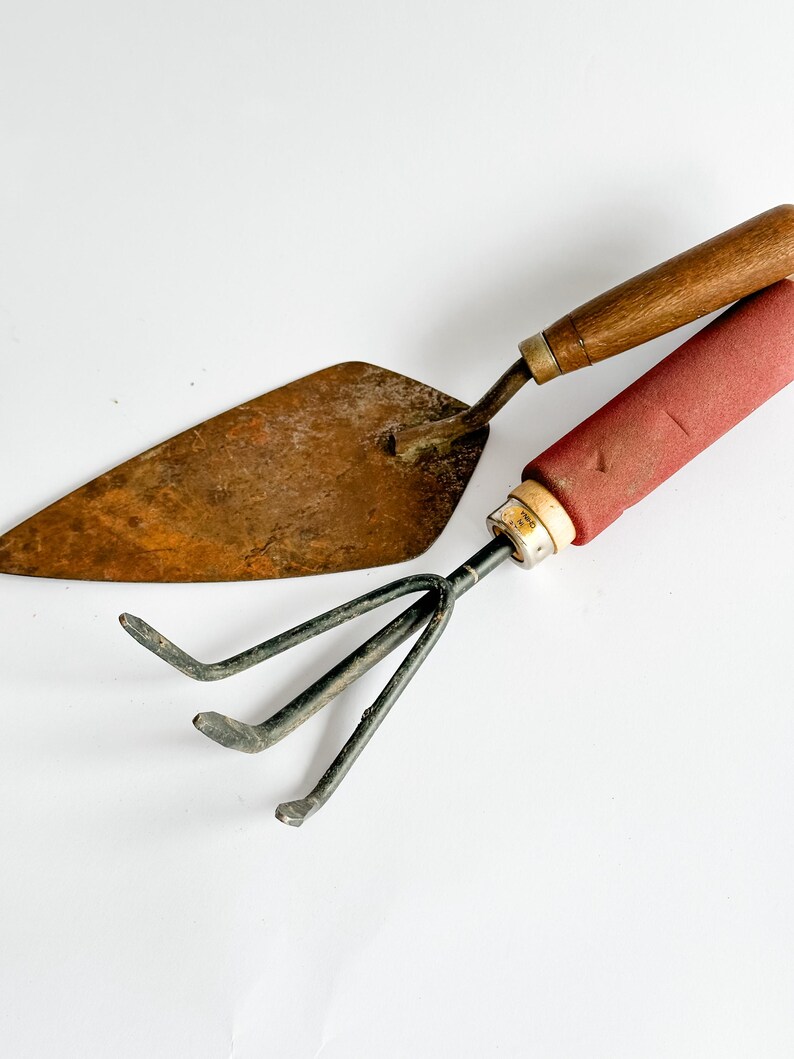 Rustic Garden Tools Vintage Garden Tool Set, Rustic Garden Decor, Antique Hand Trowel and ...