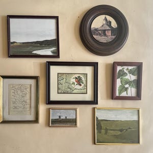 Vintage Landscape Gallery Wall with Frames| Farmhouse Wall Decor | Rustic Framed Art Collection | Curated Vintage Frames