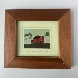 Vintage Warren Kimble Red Barn Druck: Americana Folk Art gerahmt