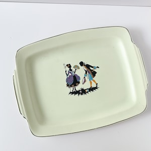 Homer Laughlin Jade Shape Minuet Platter – Colonial Couple Design, 1930s-1940s, Collectible Vintage Dinnerware