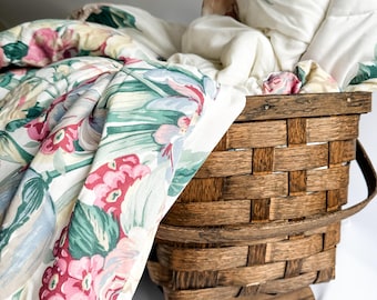 Vintage bloemendekbed groot formaat | Cottage beddengoed in Ralph Lauren-stijl | Omkeerbare bloemenquilt springmeisje | Lente beddengoed uit de jaren 90