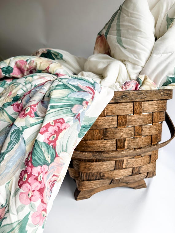 Vintage Floral Full Size Comforter | Ralph Lauren Style Cottage Bedding | Springmaid Reversible Floral Quilt | 1990s Spring Bedding