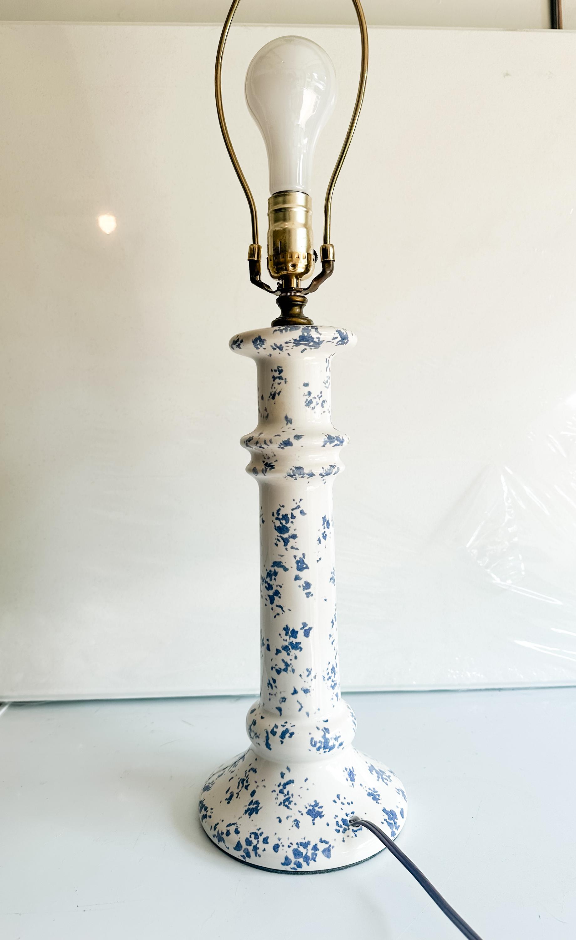 Vintage Laura Ashley Lamp Base – Blue & White Ceramic Table Lamp