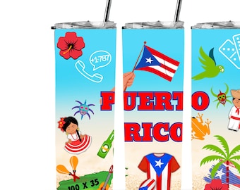 Puerto Rico Culture Tumbler Wrap: 20oz PNG Design (Digital Download)