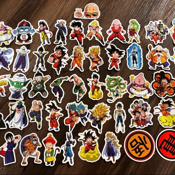 Dragon Manga Ball stickers, Anime characters package of 5 RANDOM stickers/ Sizes vary and could have a matte or glossy finish