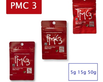 PMC3 Metaal Zilverklei van Mitsubishi Materials, 5g 15g 50g 70g (3Packs) Precius Handgemaakte Ambachtelijke Sieraden, Fijne Zilveren Ring Ketting Object