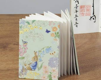 Peter Rabbit Accordion-fold Stamp Book, Japanese Washi Paper, Goshuincho Travel Journal Notebook 24 pages