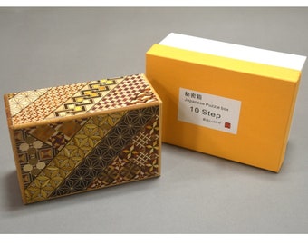 Puzzle Box | Japanese Marquetry Hakone Yosegi | W5.9" x D3.9" | 10 Step | Natural Wooden Secret Box | Beautiful Gift Collection