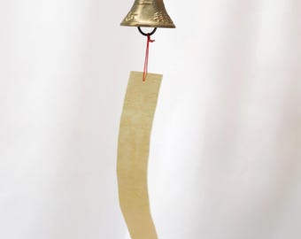 Brass Wind Bell Mount Fuji Motif Japanese Wind Chime | Handmade Cast Metal Furin Gold | Odawara Craft Zen Garden Decor H4.7cm / H1.85in