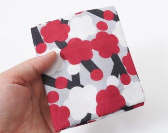 Hand-Dyed 100% Cotton Gauze Handkerchief, Good Luck Symbol Plum Blossom Flower Pattern Kyoto Craft 34cm / 13.4in Square