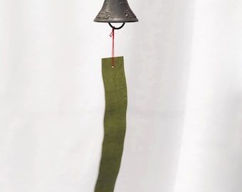 Brass Wind Bell Mount Fuji Motif Japanese Wind Chime | Handmade Cast Metal Furin Antique Black | Odawara Craft Zen Garden H4.7cm / H1.85in