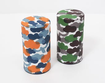 Hand-Dyed Washi Paper Tea Canister Cloud Pine Pattern | Tea and Coffee Caddy | Kyoto Craft | H12.4 cm / 4.88 in
