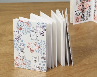 Moomin Stamp Book, Japanese High-grade Washi Paper Goshuincho, Travel Journal Album, Accordion-fold Book