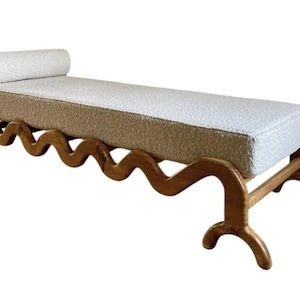 Sunday Day Bed - Solid Oak & Bouclé | Luxury Handcrafted UK Furniture | COM Custom Upholstery Available