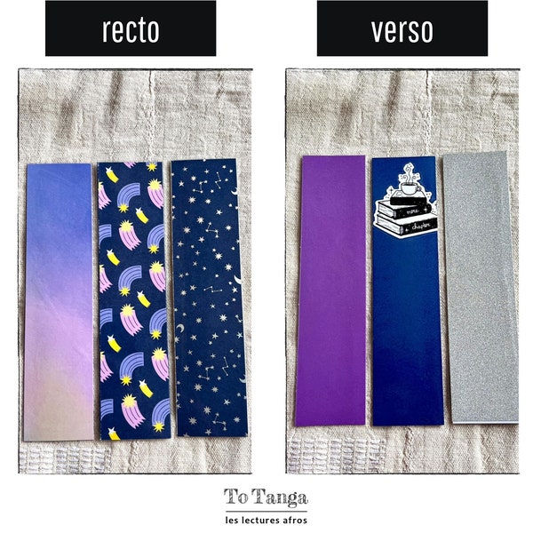 TRIO Bookmark -  Marque-Page Élégance Plastifié, Signet double face,Marque-Page booklovers, Marque-Page laminé, Signet laminé