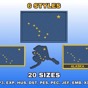 Alaska Flag Embroidery Design, Digital Machine Embroidery Files, US State Flag Embroidery Pattern, Instant Download, Multiple Sizes