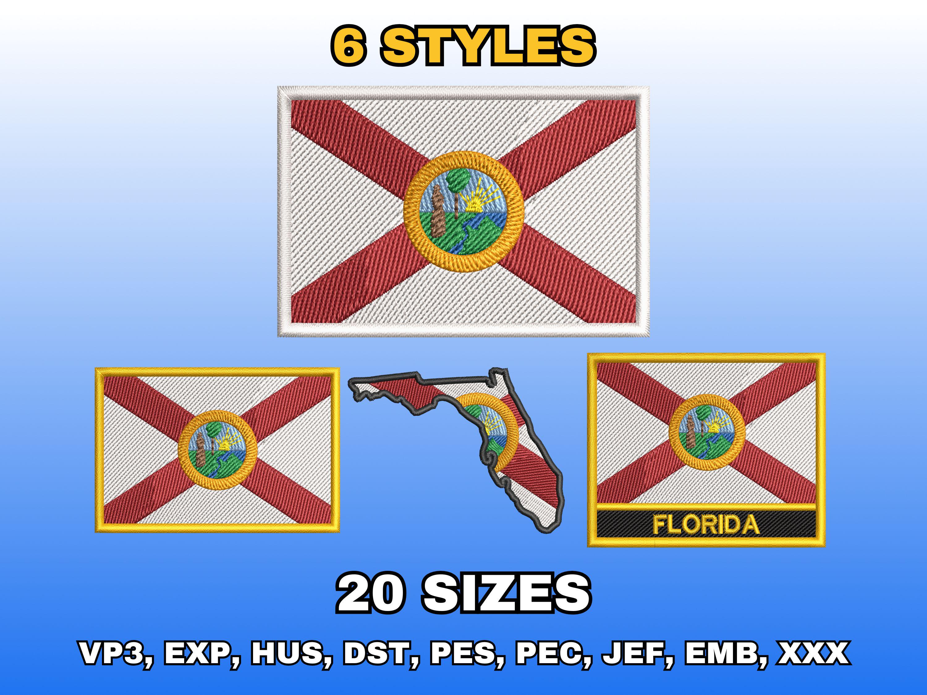 Florida Flag Embroidery Design, Digital Machine Embroidery Files, US ...