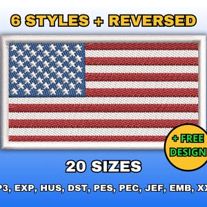 USA Flag embroidery design, Digital machine embroidery files, American patriotic flag embroidery pattern, Instant download in multiple sizes