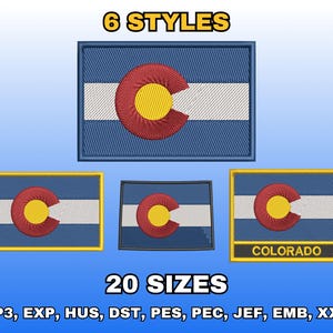 Colorado Flag Embroidery Design, Digital Machine Embroidery Files, US State Flag Embroidery Pattern, Instant Download, Multiple Sizes