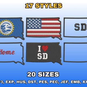South Dakota Border Shape Embroidery Design, Digital Machine Embroidery Files, State Outline Embroidery Pattern, Instant download