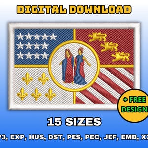 Detroit City Flag embroidery design, Digital file for machine embroidery, City of Detroit flag pattern, Instant download in 15 sizes