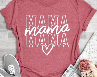 Cute Mama Shirt, Mama Heart Hoodie, Mom Life Shirt, Christmas Gift For Mom, New Mom Gift, Baby Shower Gift, Mama Crewneck, Gift For Mom