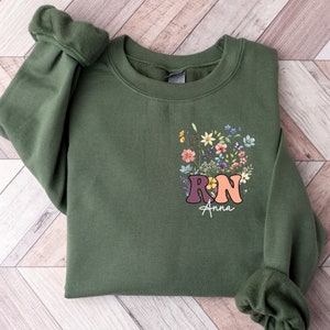 Personalized Floral RN Sweatshirt, Groovy Nurse Sweater, Registered Nurse Shirt, Nurse To Be Crewneck, Nursing Student Gifts, Womens RN Gift