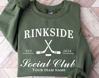 Personalized Hockey Mom Sweatshirt, Rinkside Social Club Sweatshirt, Hockey Dad Shirt, Hockey Team Name Shirt, Hockey Hoodie,Hockey Mom Gift