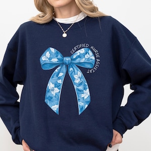 Coquette CNA Nurse Sweatshirt, Certified Nurse Assistant T Shirt, Floral CNA Shirt, Cna Bow Shirt, Cna Nurse Gift, Nurse Appreciation Gift