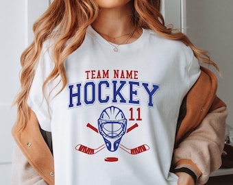 Custom Hockey Shirt, Custom Hockey Mom Sweatshirt, Hockey Team Name T Shirt, Gameday Hockey Hoodie, Hockey Mom Gift, Hockey Team Sweatshirt