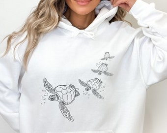 Sea Turtle Hoodie, Save The Turtles Shirt, Trendy Oversized Beach Shirt, Respect Our Ocean Shirt, Ocean Themed Sweatshirt, Turtle Lover Gift