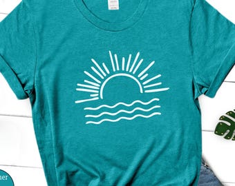 Minimalist Sun Shirt, Sunset Graphic Shirt, Summer Beach T Shirt, Beach Life Shirt, Summer Sweatshirt, Cute Ocean Shirt, Coconut Girl Gifts