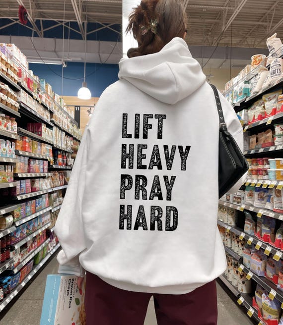 Lift Heavy Pray Hard Hoodie, Christian Gym Shirts, Gym And Jesus Shirt, Oversized Gym Hoodie, Muscle Mommy Sweatshirt, Gym Gift For Women