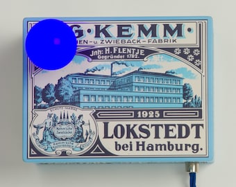 Folleto de hojalata con forma de galleta alemana antigua "Lokstedt bei Hamburg"